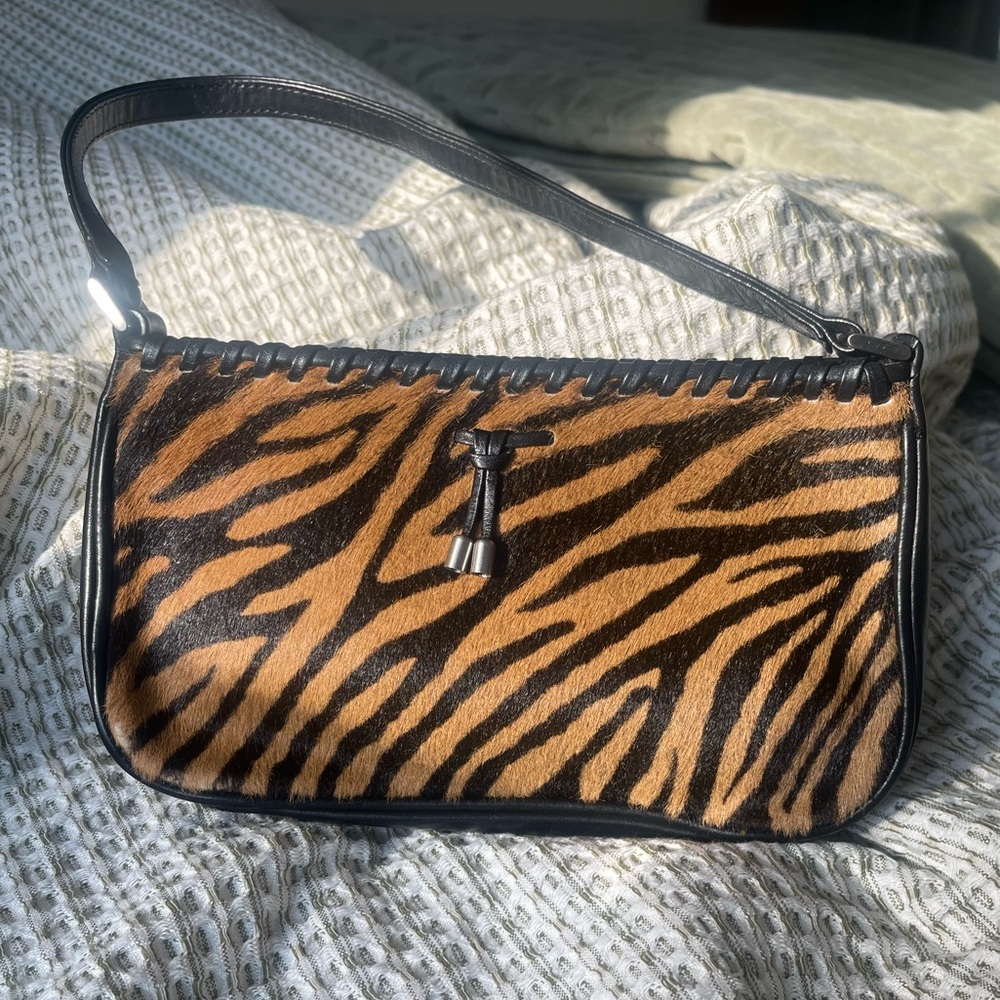 Vintage Ann Taylor Leather Tiger Print Y2K Bag